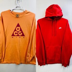 Nike ACG Men’s Orange Long Sleeve ACG Graphic + Red Nike Size XL bundle
